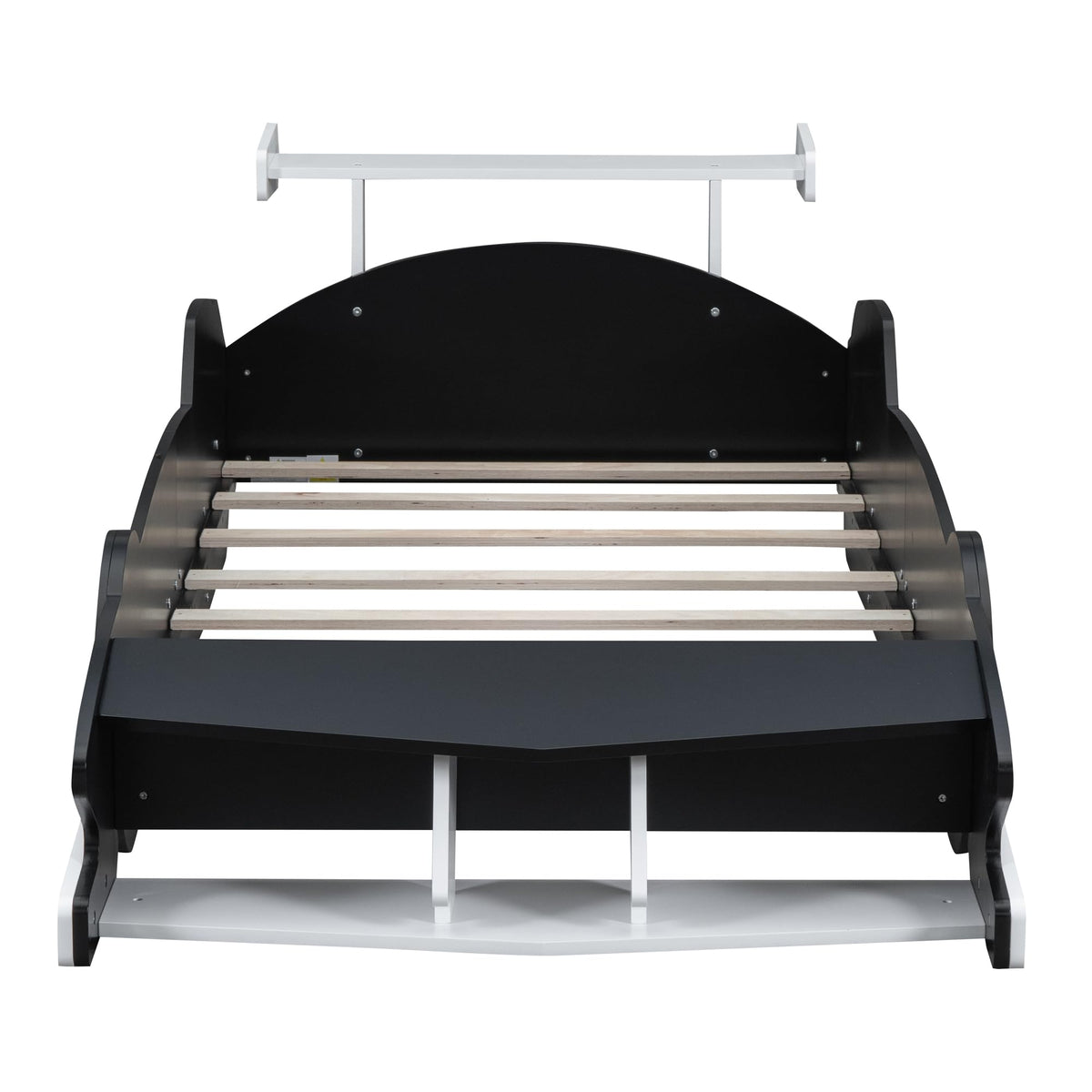 Merax Race Car Bed Frame Twin Size for Boys, Wood Car-Shaped Platform Bed with Wheels, Black