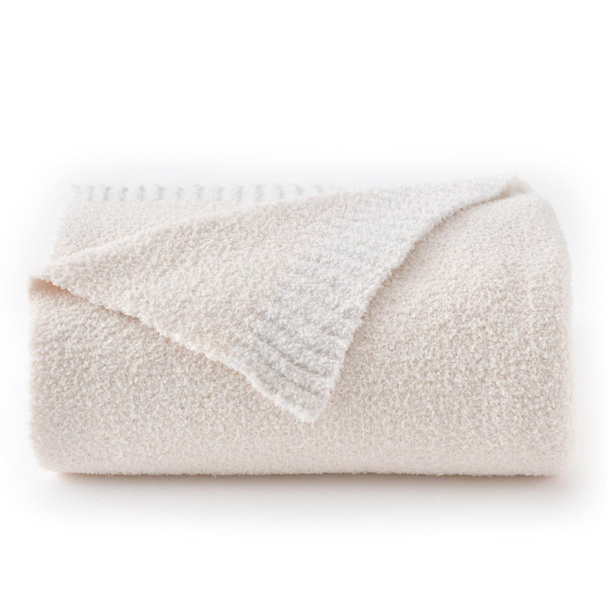 Chunky Knit Boucle Throw Blanket, Soft Washable Coastal Blanket for Bed Couch, Lightweight Cozy Oversized Feather Knit Blanket Indoor Outdoor for Sofa (Ivory White, Throw 50"x60")