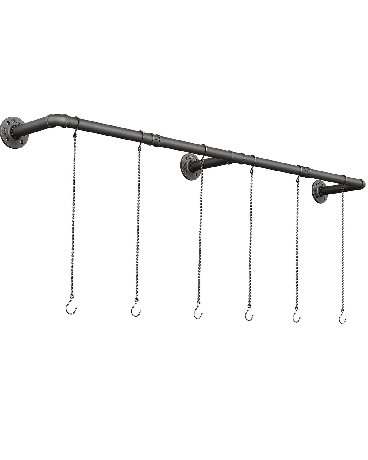 SOFITORG Plant Haning Rod, Hanging Planters for Indoor Plants with 6 Chains, Wall Plant Hanging Bar for Window Celling, 65.7 Inch, Metal Black, Pots Not Included