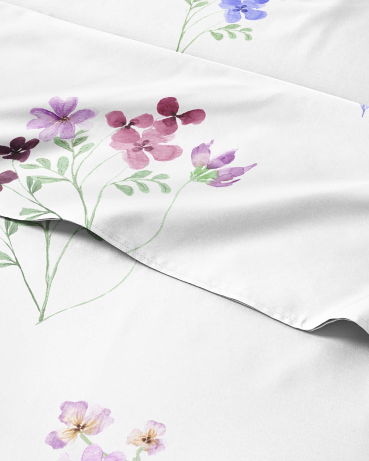 Floral Sheets - Butterfly Floral Bed Sheet Set - 1 Flat, 1 Fitted & 2 Pillowcases w/ Deep Pockets - Wrinkle & Fade Free - Boho Botanical Bedding - Ultra-Soft, Breathable and Cooling - King Size Set
