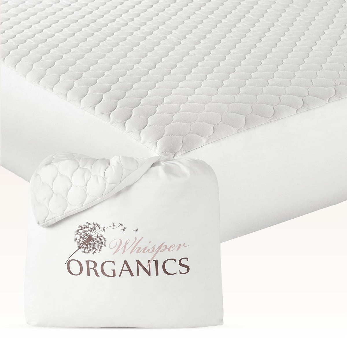 100% Cotton Organic Mattress Pad - Breathable & Cooling Mattress Protector Cal King - Premium 300GSM Quilted and Machine Washable - Fairtrade & GOTS Certified Bed Protector (White, Cal King)