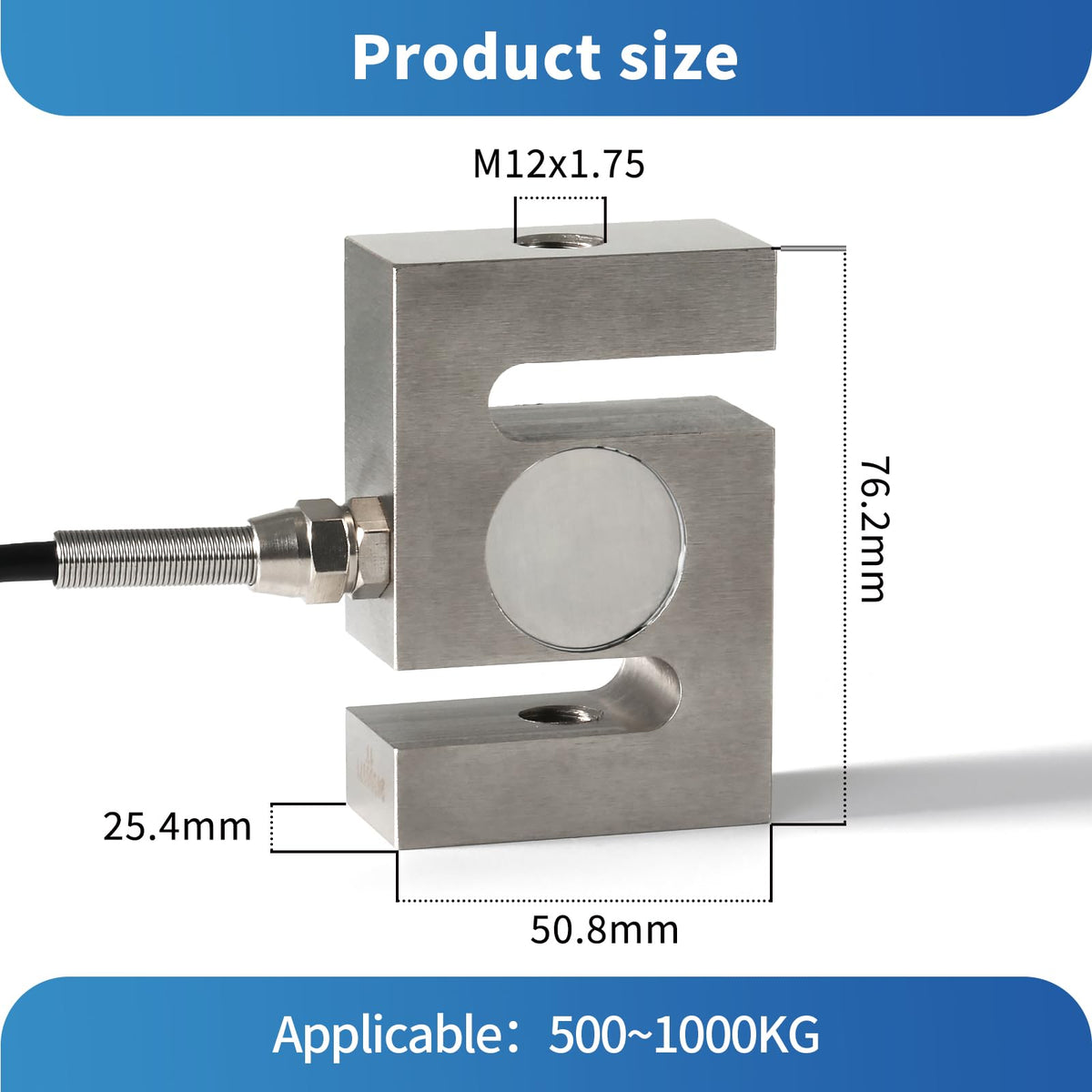 Digital Force Gauge with S Type Load Cell,Push Pull Gauge Dynamometer,Peak/Track Mode, ± 0.05% F.S Accuracy Input MV Signal Test G/kg/T/lb/oz/N/KN/Nm/Ncm/Pa/MPa/GPA/Psi/bar etc. (0-1T)