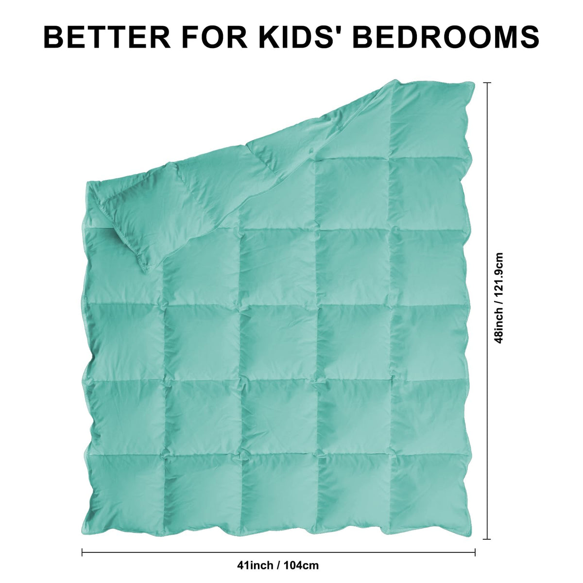 zzlamb Warm Baby Quilt Crib Comforter Small Duvet Insert, Toddler Down Comforter Kids Crib Down Throw Blanket, Lightweight Soft Brushed Noiseless Shell Down Proof Machine Washable, Aqua 41x48in