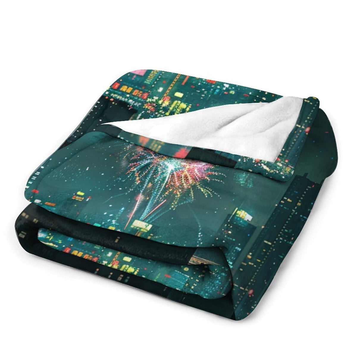 HDESDIS City Skyline Scenery Throw Blanket, Soft Cozy Night Starry Fireworks Building Blanket for Couch, Sofa, Bed, Warm Decorative Blanket for Women and Men, 50"x60"