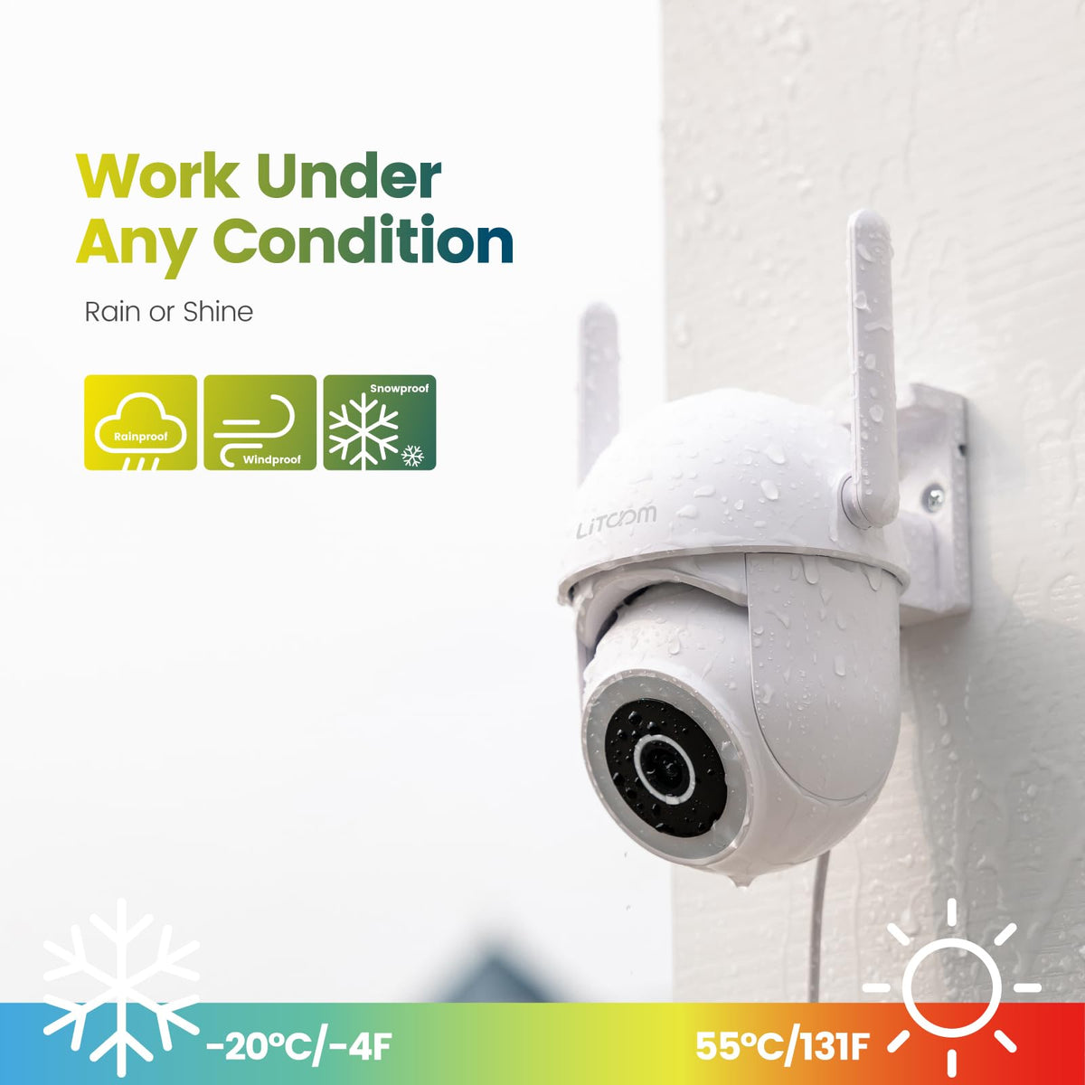 litokam 4MP Security Camera Outdoor, 2.5K Cameras for Home Security Outside with 360° PTZ, Color Night Vision, WiFi Cam with Siren, Auto Tracking & AI Motion Detection, 2-Way Talk (2 Pack)
