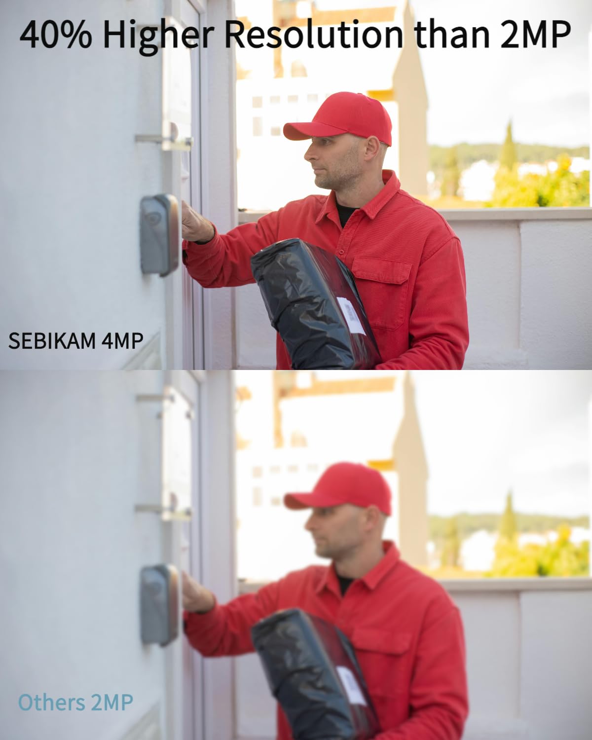 Sebikam Wireless Outdoor Security Camera System, 4 Solar Powered 2K/4MP Battery Cameras, Dual Band 5GHz & 2.4GHz WiFi, Color Night Vision, PIR Motion Detection, Remote App Access for Home Security