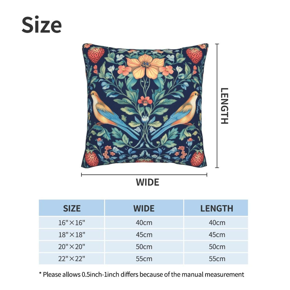 Droerfes Chinoiserie Blue Bird Throw Pillow Covers Set of 2 Couch Pillow Case Decoration Cushion Covers for Sofa Home Living Room Bedroom Outdoor 18X18 Inch