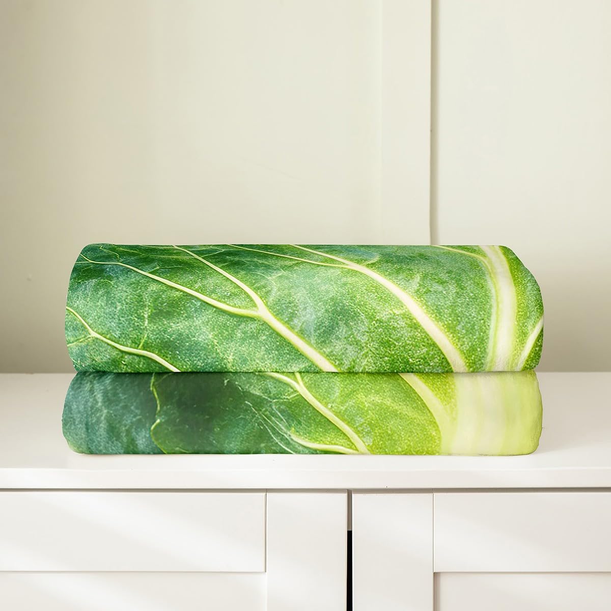 Erosebridal Vegetable Blanket for Adult,Green Lettuce Throw Blanket Twin 60x80 Inch,Cabbage Fleece Blanket,3D Food Themed Flannel Blanket for Home Room Decor