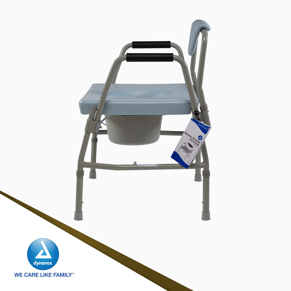 Dynarex Bariatric Drop Arm Bedside Commode, Multi-Use Portable Toilet Chair with 650 Pound Weight Capacity and a Heavy-Duty Steel Frame, Grey, 1 Bariatric Drop Arm Bedside Commode