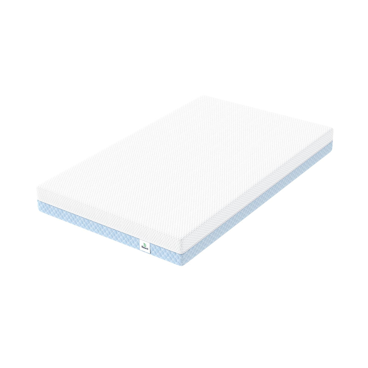 Dourxi Mini Crib Mattress, 38x24X4 Inch Dual Sided Comfort Gel Memory Foam, Breathable Premium Baby Mattress for Mini and Portable Cribs w/Removable Outer Cover - White&Blue