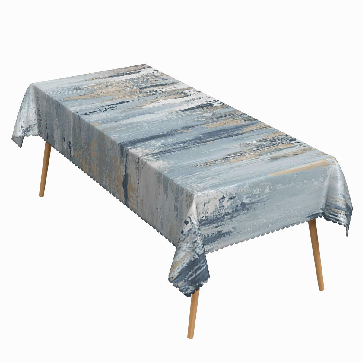 ggaimwf 60x102 Inch Modern Abstract Art Rectangular Tablecloth Blue Gray Textured Brushstroke Grunge Table Cloth Waterproof Durable Table Cover for Kitchen Dining Artistic Home Party Studio Decor