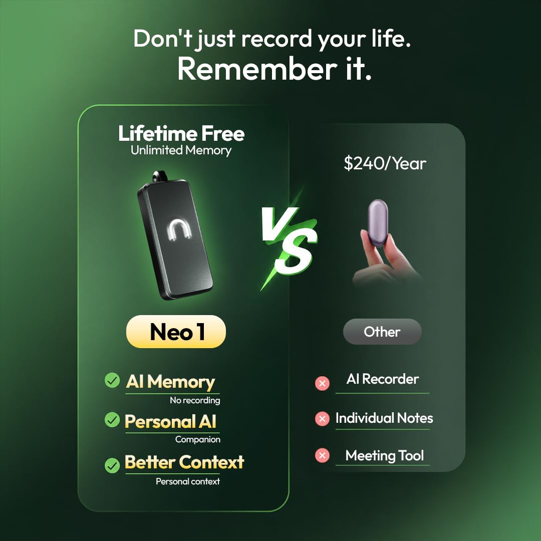 neosapien Neo 1 AI Wearable Assistant – Capture Meetings, Conversations & Ideas with AI Summaries, Action Items, Notes & Reminders - Copper
