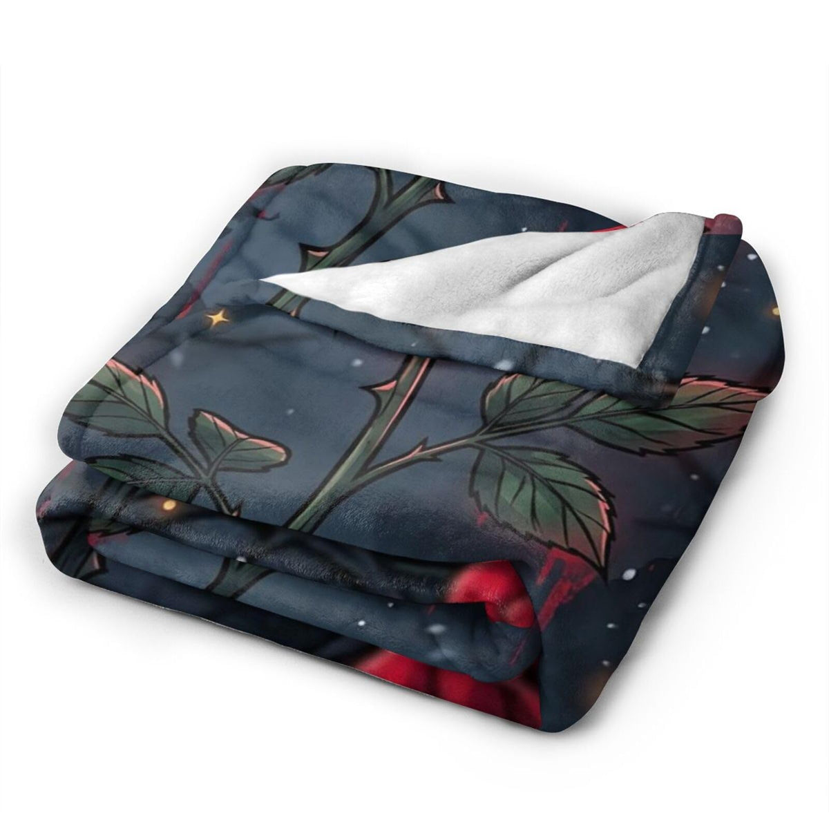 Gothic Red Thorn Rose Dark Glowing Floral Art Print Flannel Blanket