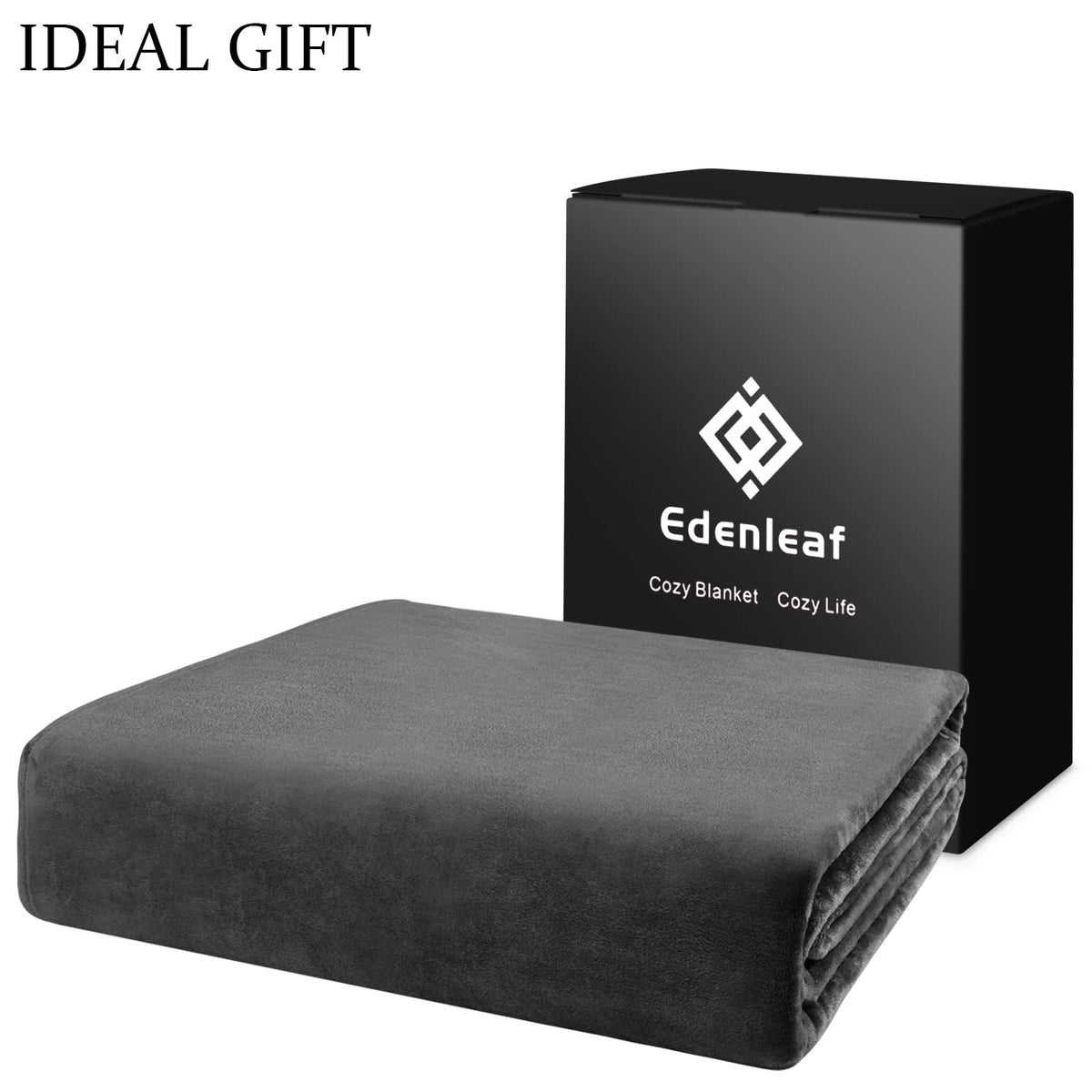 Edenleaf Oversized Blanket 120x120 Inches, Giant Huge Companion for Bed, Sofa,Travel and Camping, Extra Large Big Soft Blanket Fits the Whole Family and Outdoors, Dark Grey 10'x10'