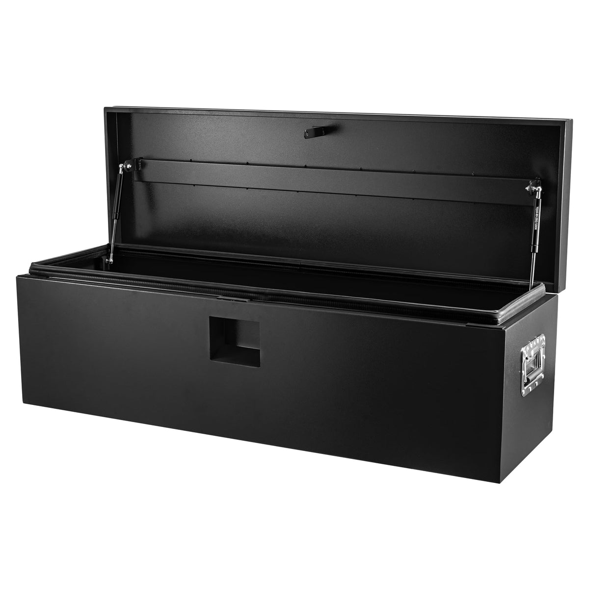 ActiveTrail Heavy Duty Steel Truck Bed Tool Box, 24 Inch Weatherproof Lockable Metal Storage Chest with Gas-Assist Grooved Lid for Pickup, Trailer, RV, Black