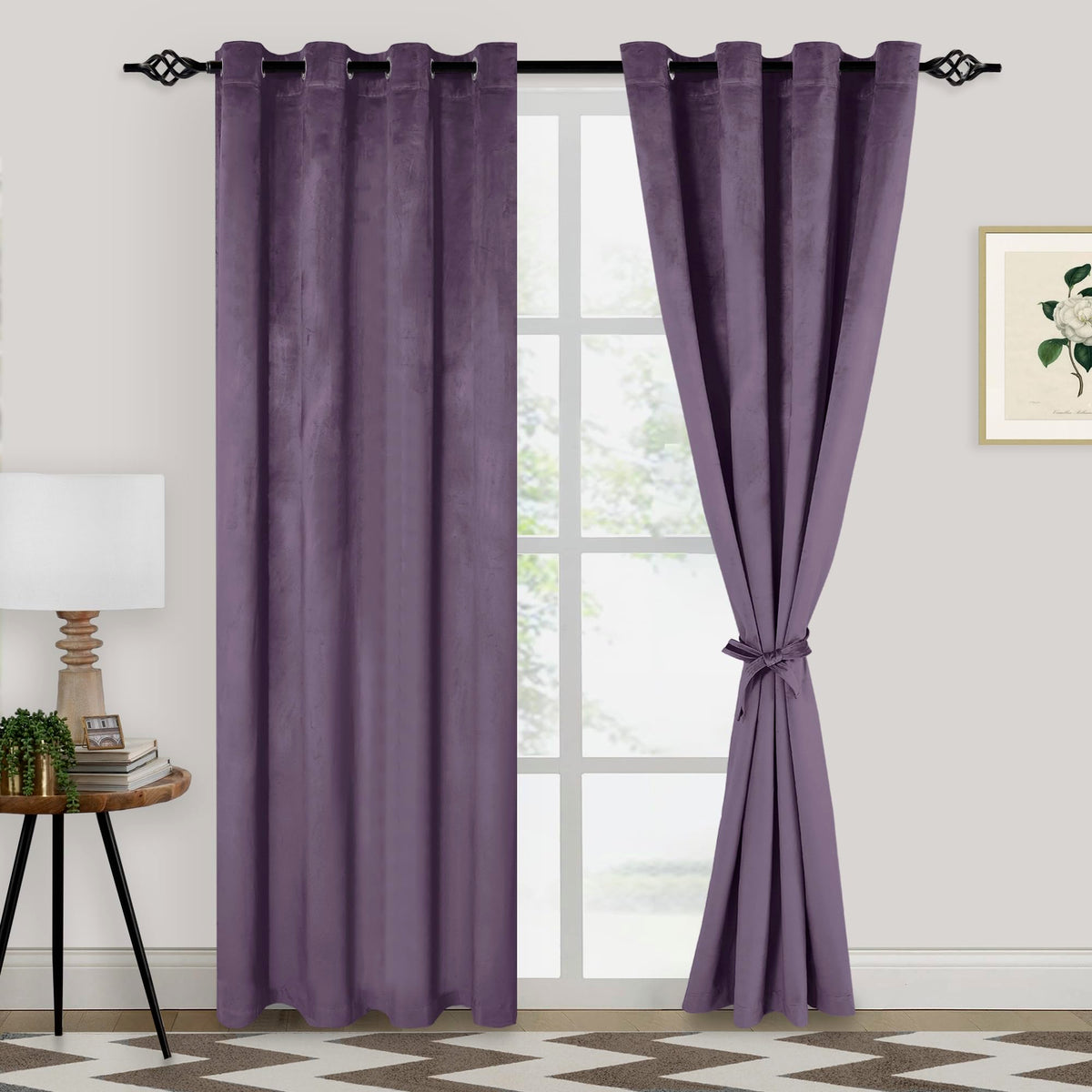 XWZO Purple Velvet Curtains 84 Inches Long, Elegent Soft Luxury Curtains for Living Room, Thermal Insulated Room Darkening Purple Curtain for Bedroom Decor, Velvet Drapes Set 2 Panels