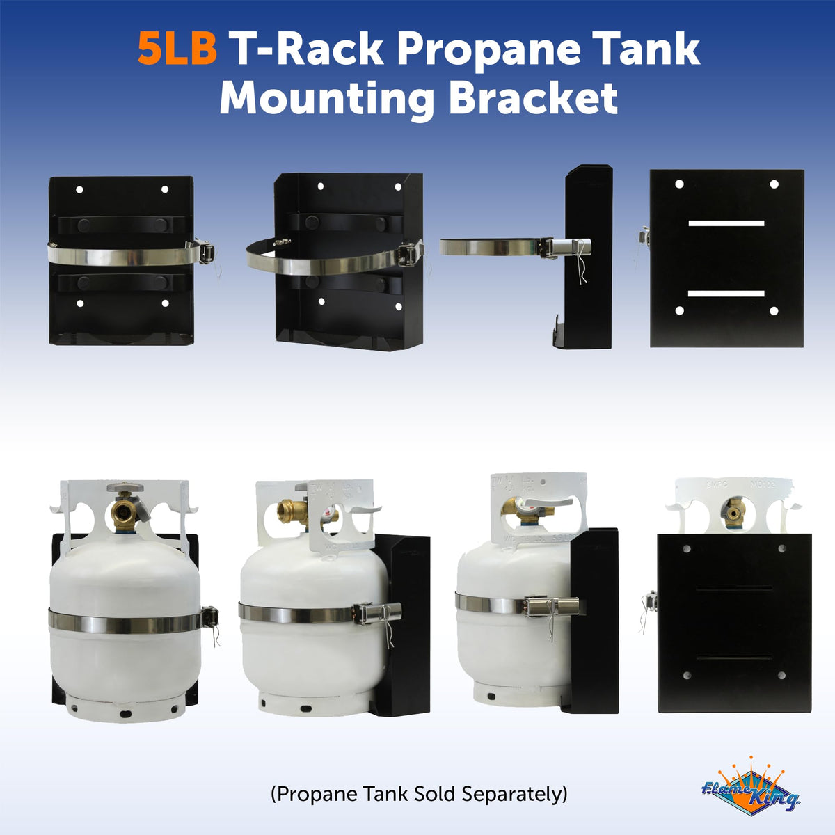 Flame King 5lb Propane Tank with Gauge and Bracket for Grills, BBQs, Camping, Fishing, Outdoor Activities