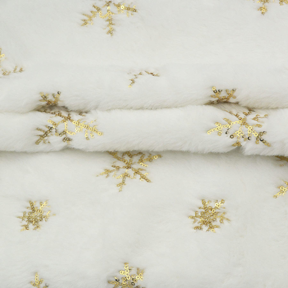 LIGICKY Set of 2 Fluffy White Faux Fur Pillow Covers with Gold Sequin Snowflakes Throw Pillows Decorative Soft Furry Sparkling Square Cushion Cases for Sofa Bedroom Party Décor, 18 x 18 inch