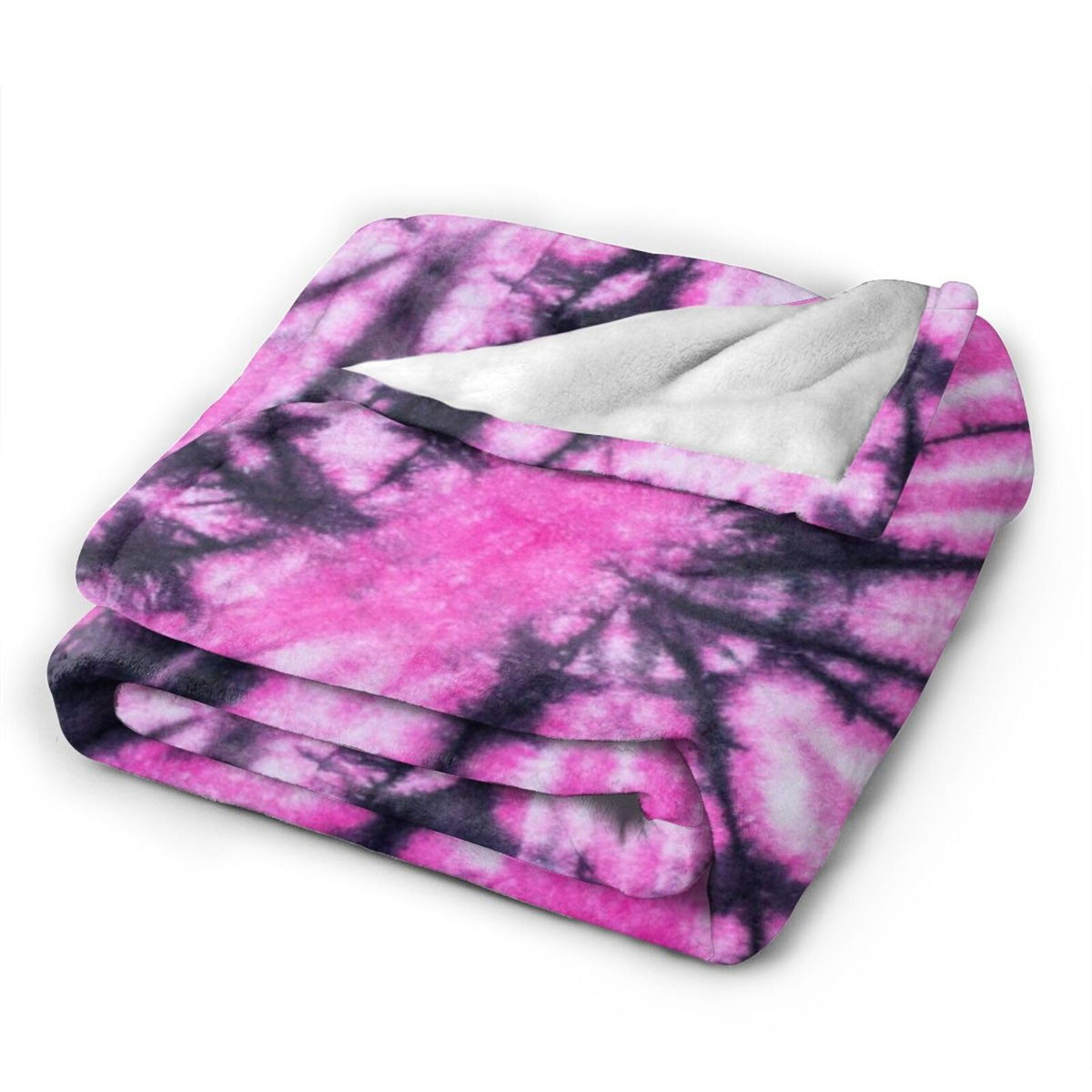 Gbuzozie Pink and Black Tie Dye Fleece Blanket Lightweight Ultra-Soft Throw Blanket for Sofa Couch Bed Camping Travel - Super Soft Cozy Microfiber Blanket 60"X50"