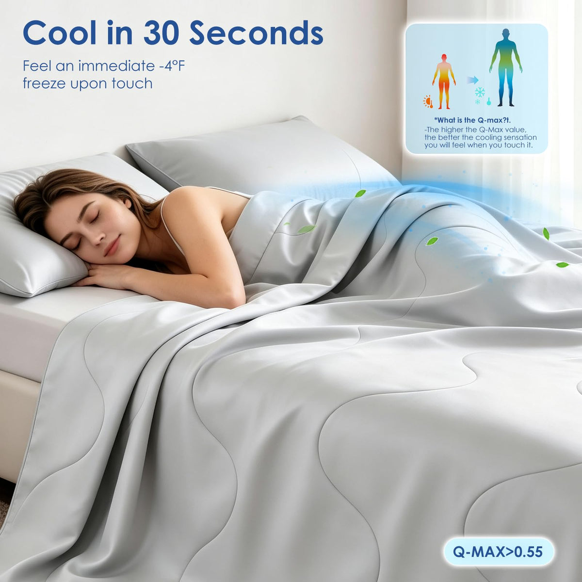 jiaao 30-Second Cooling Comforter Queen, Summer Blanket for Hot Sleeper
