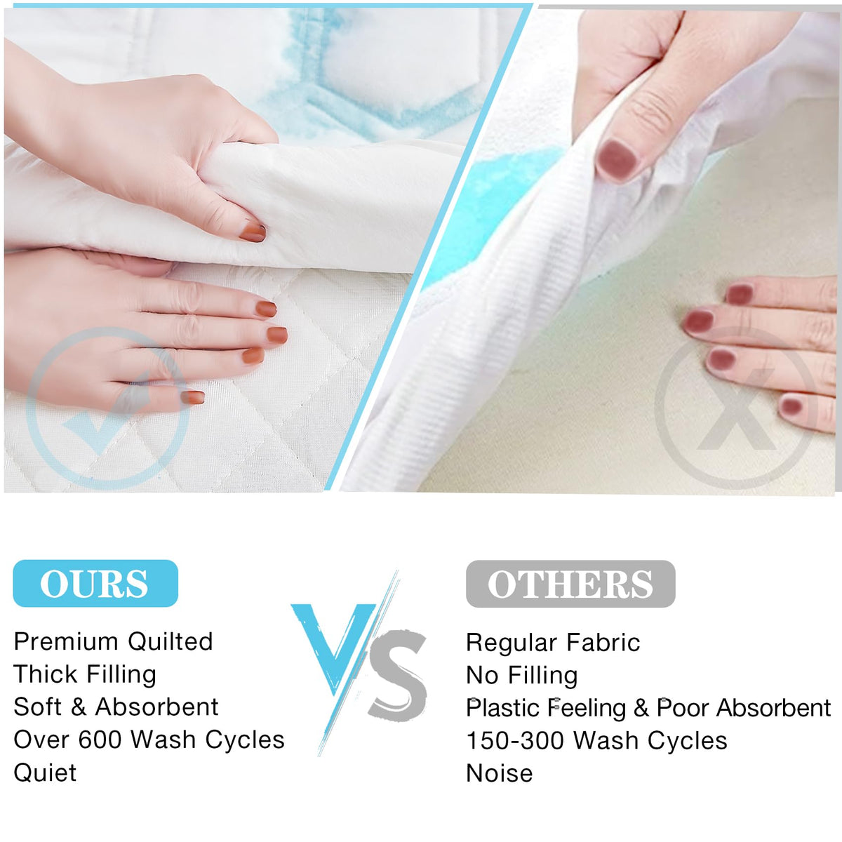 Queen Size Mattress Protector Waterproof, Incontinence Bed Pads Washable Waterproof Bed Cover Cooling Hypoallergenic Mattress Cover, Soft Breathable Quilted Mattress Pad with Deep Pockets to 21 inches