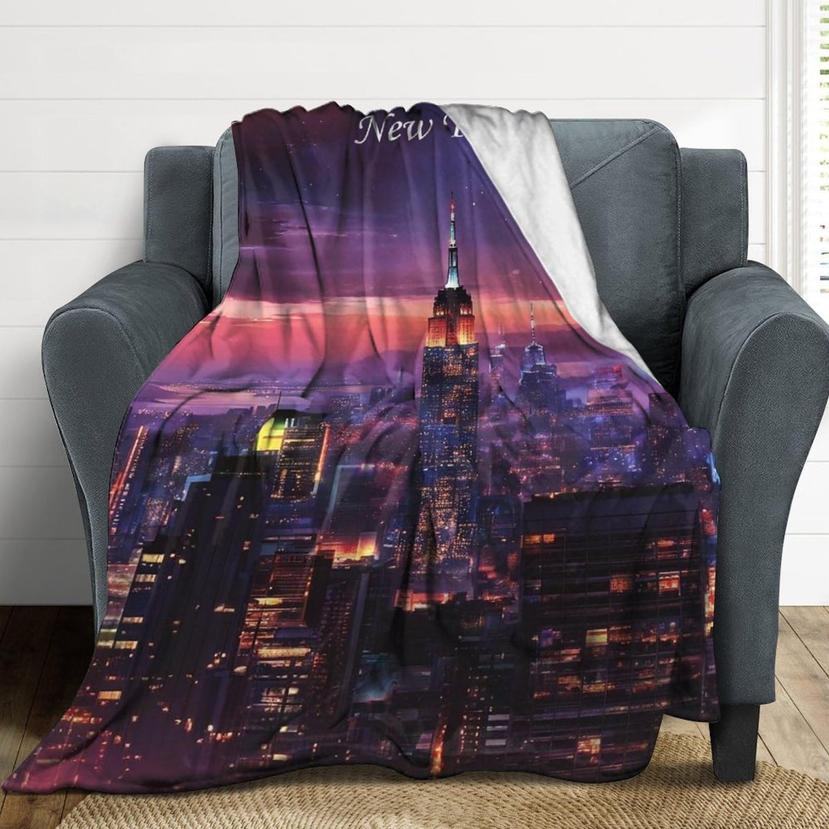 New York City Skyline Landscape Abstract Blanket Soft Flannel Lightweight Blanket Outdoor Travel Carry Living Room Bedroom Sofa Decoration Gifts 40x50 Inch