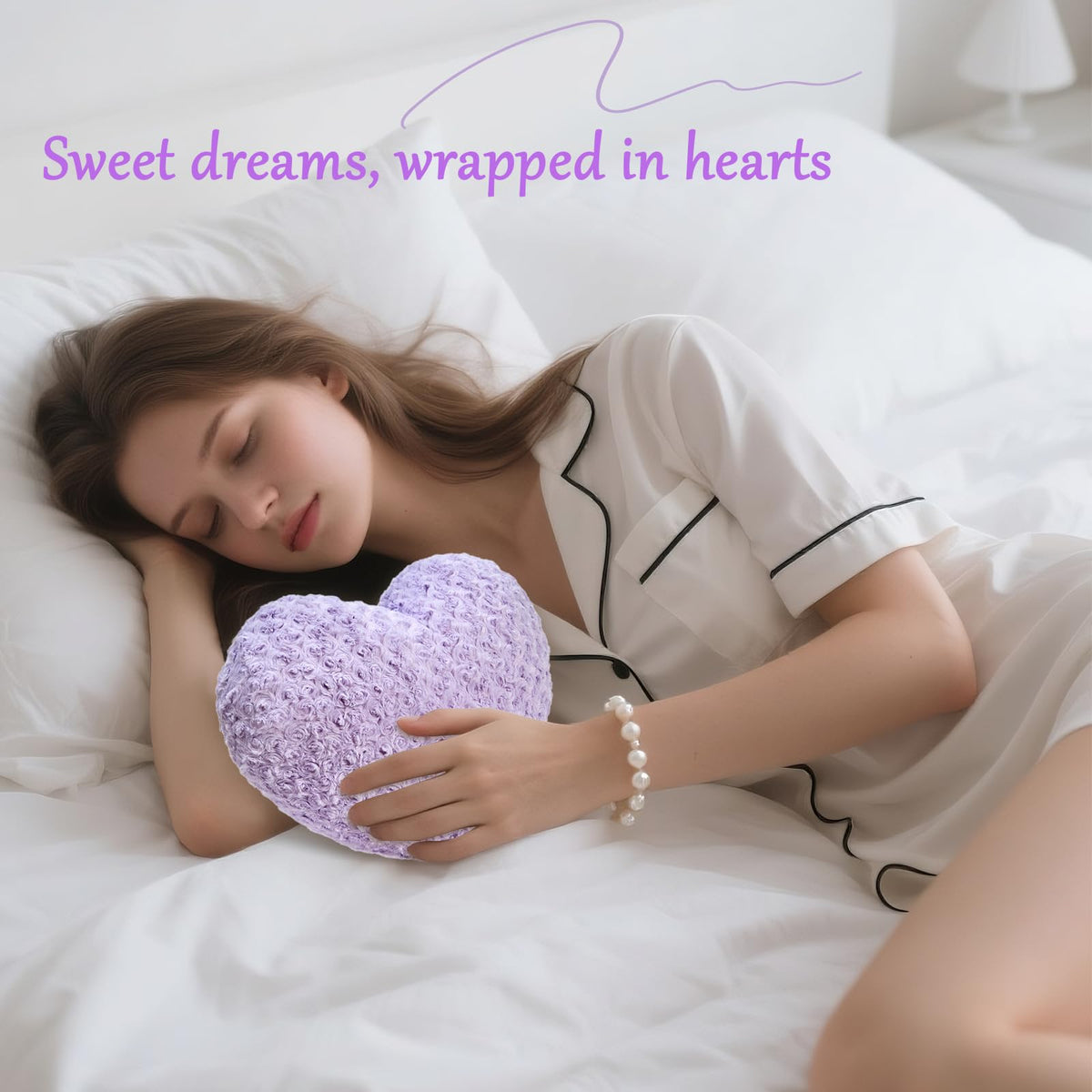 IREMATE Heart Pillow Purple Throw Pillows, Soft Fluffy Decorative Pillows for Bed Couch Chair, Cute Heart Shaped Room Decor Gifts for Valentine Anniversary Birthday Mothers Christmas (Medium, 20"x15")