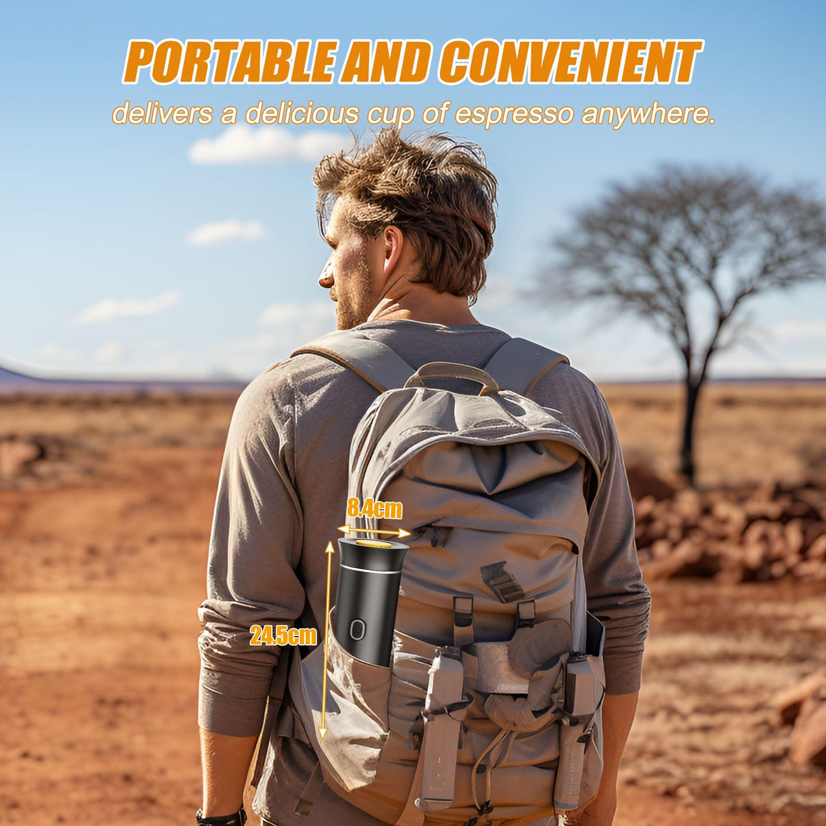Zordin Portable Battery Espresso Coffee Maker for Travel, 20 bar Mini Car Espresso Machines, 3-in-1 Self-Heating Electric Espresso Maker, USB-C Ground Coffee & Capsule Pod(Ns&DG) RV, Hiking, Office