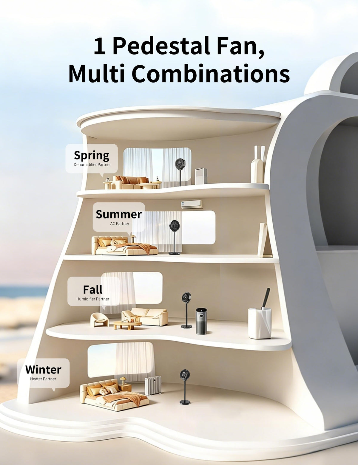 Standing Fan for Bedroom, Omnidirectional 180° Oscillating Quiet Pedestal Floor Fans, 25dB Ultra Quiet DC Cooling Fan Blows Cold Air with Remote, 15 Speed, 3 Modes, 12H Timer, 15-38" Height Adjustable