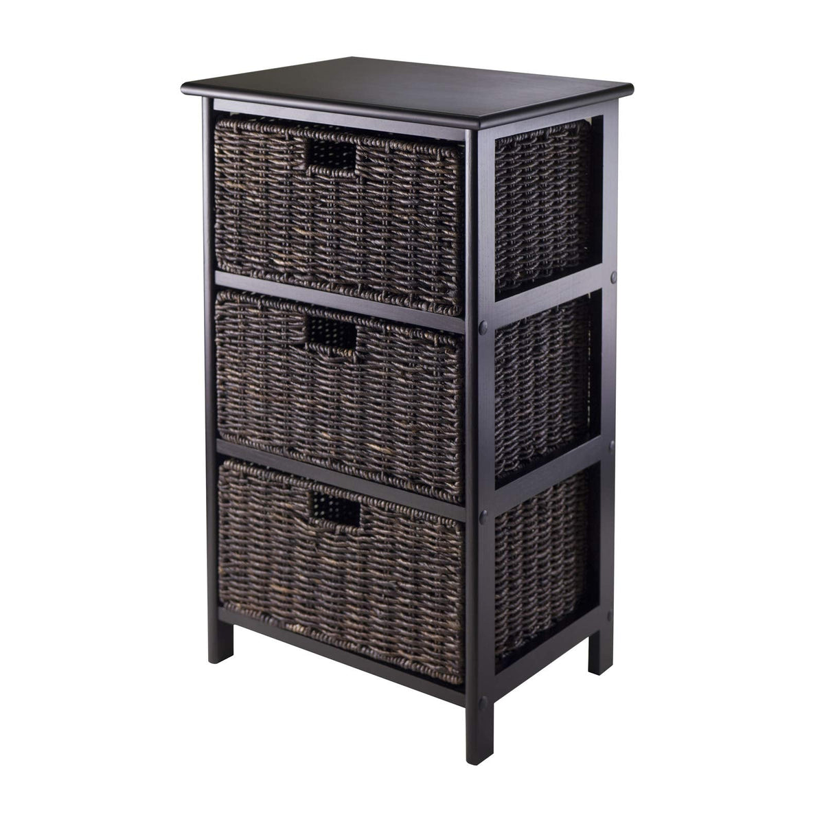 Winsome Omaha Home Storage Rack with 3 Baskets, Stackable Storage Bins for Home Organizing, Functional Furniture for Bedroom, Living Room, Office, Entryway