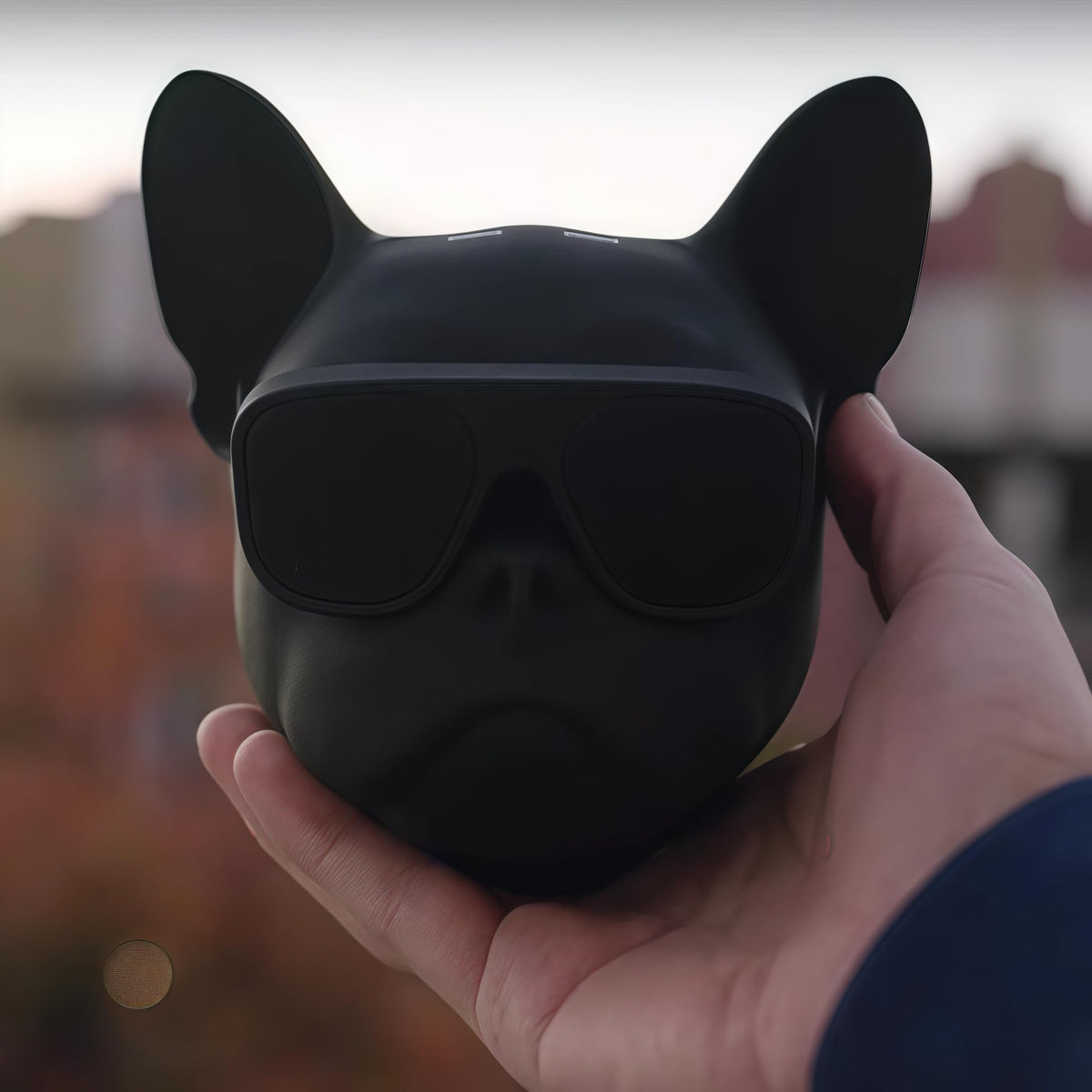 DTHUIHUA Bulldog Wireless Speaker - Portable Bluetooth with Loud Stereo Sound, Compact Outdoor Speaker for Camping & Travel | Audio Gift for Home, Cute Companion Design（Matte Black）