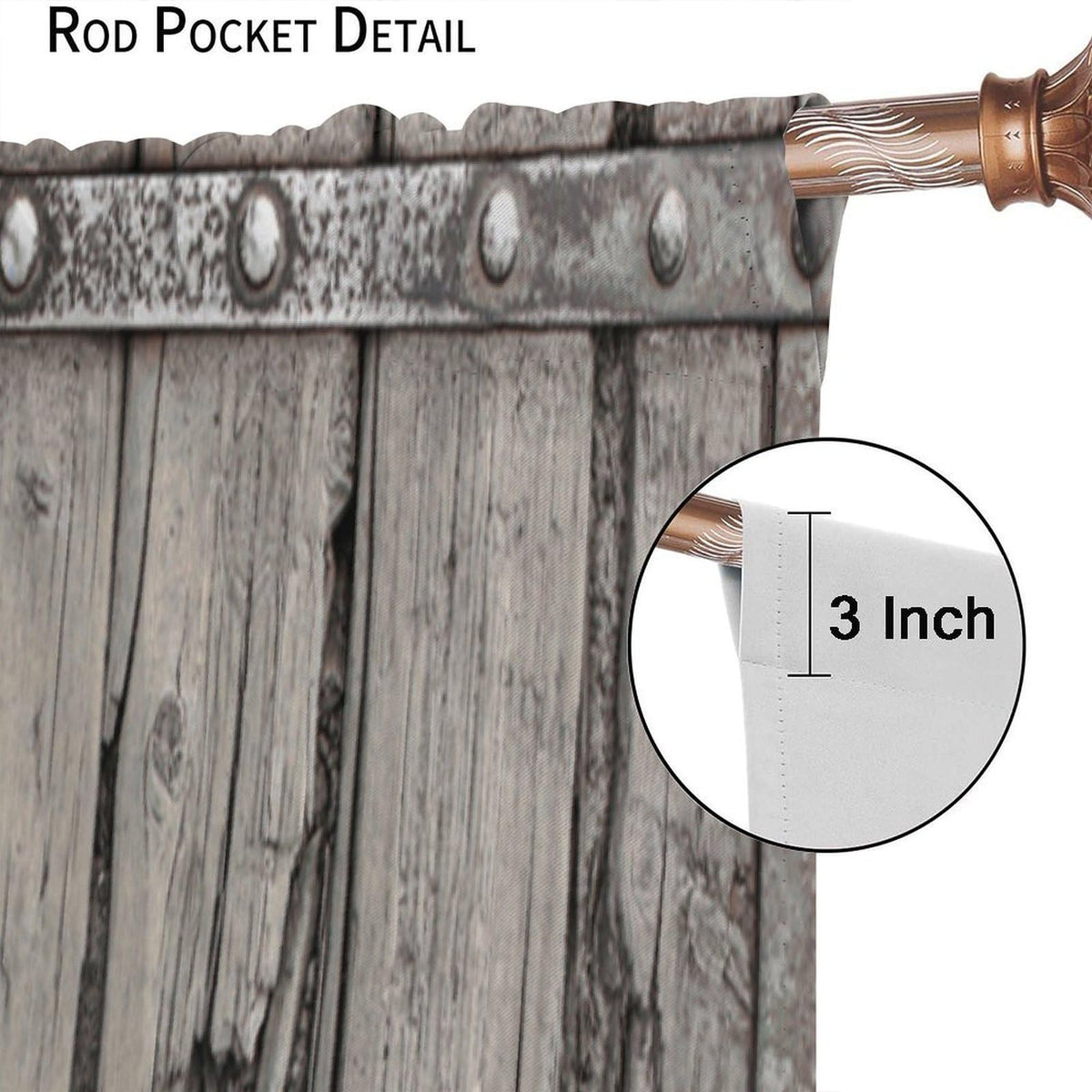 Nanacur Cabin Wooden Barn Door Curtains, Rustic Wood Brown Old Rod Pocket Window Treatments for Girl Boy Bedroom Living Room Office Drapes 41" W X 45" L (No Blackout)