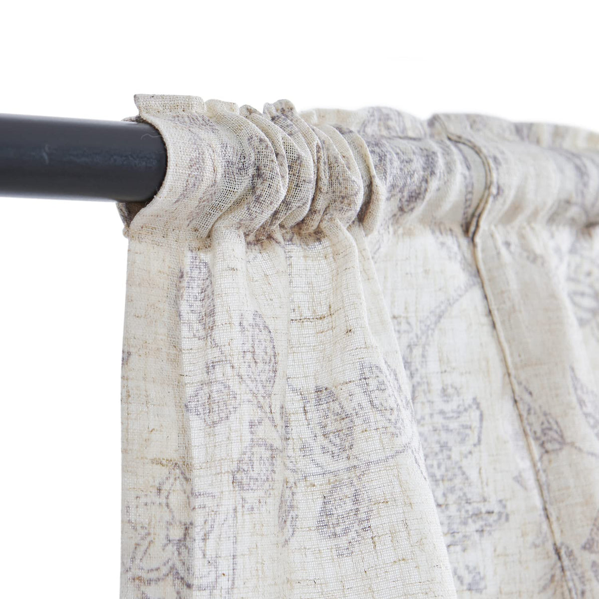 Lazzzy Kitchen Tie Up Valance Curtain Linen Floral Farmhouse Valance for Living Room Bathroom Bedroom Country Valances Window Treatments Small Cafe Curtian 20 Inch Rod Pocket 1 Panel Grey on Beige