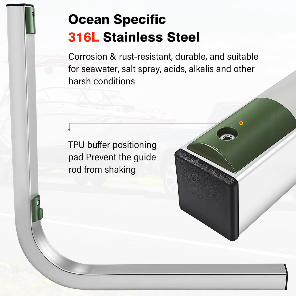Boat Trailer Guide-ons-60,2*316L Stainless Steel Trailer Post Guide on,2*UPVC Tube Trailer Guide Bars,mounting Hardware Included,for Fishing Boats,Kayaks,Canoes,ski Boats and More