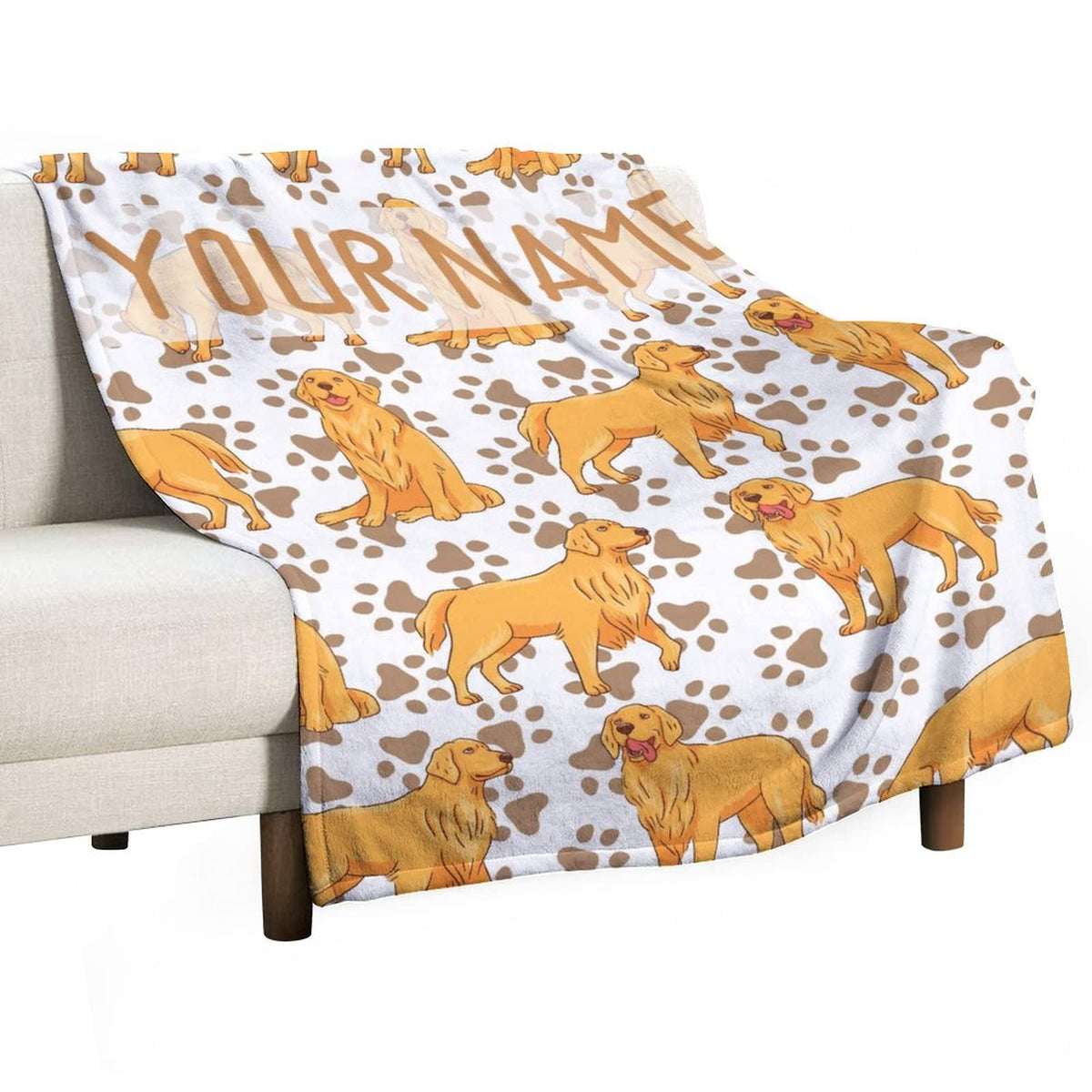 AIOMXZZ Personalized Golden Retriever Blanket Gifts with Text Name, 30"x40" Dog Pattern Flannel Fleece Throw Blanket Soft, Lightweight, Comfortable, Warm Golden Retriever Blanket for Adults Kids