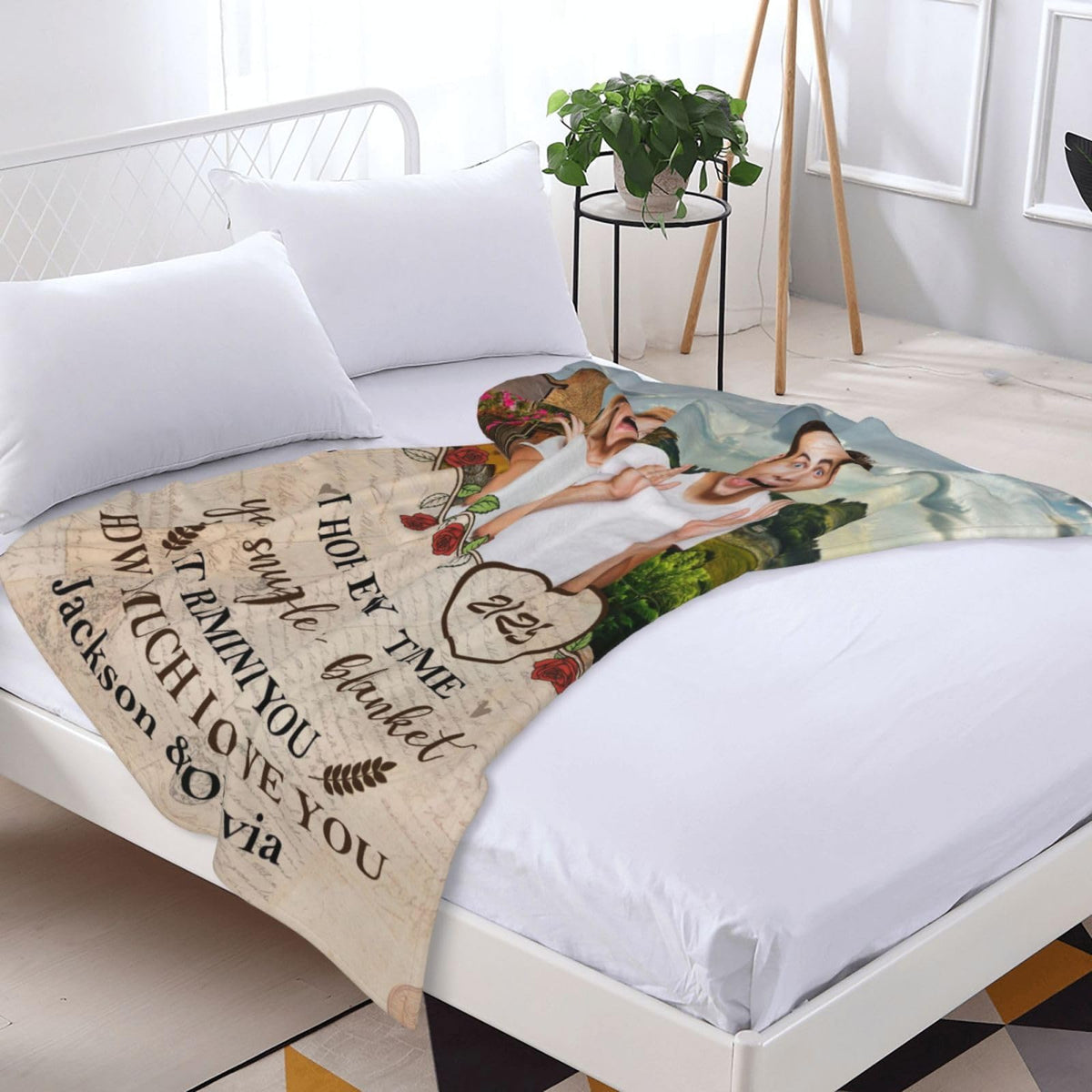 BHSHOH Personalized Couple Photo Blanket for Girlfriend Boyfriend Love Custom Anniversary Blanket Gifts for Husband Wife Wedding Valentine’s Day Gifts Man Woman Throw (12)