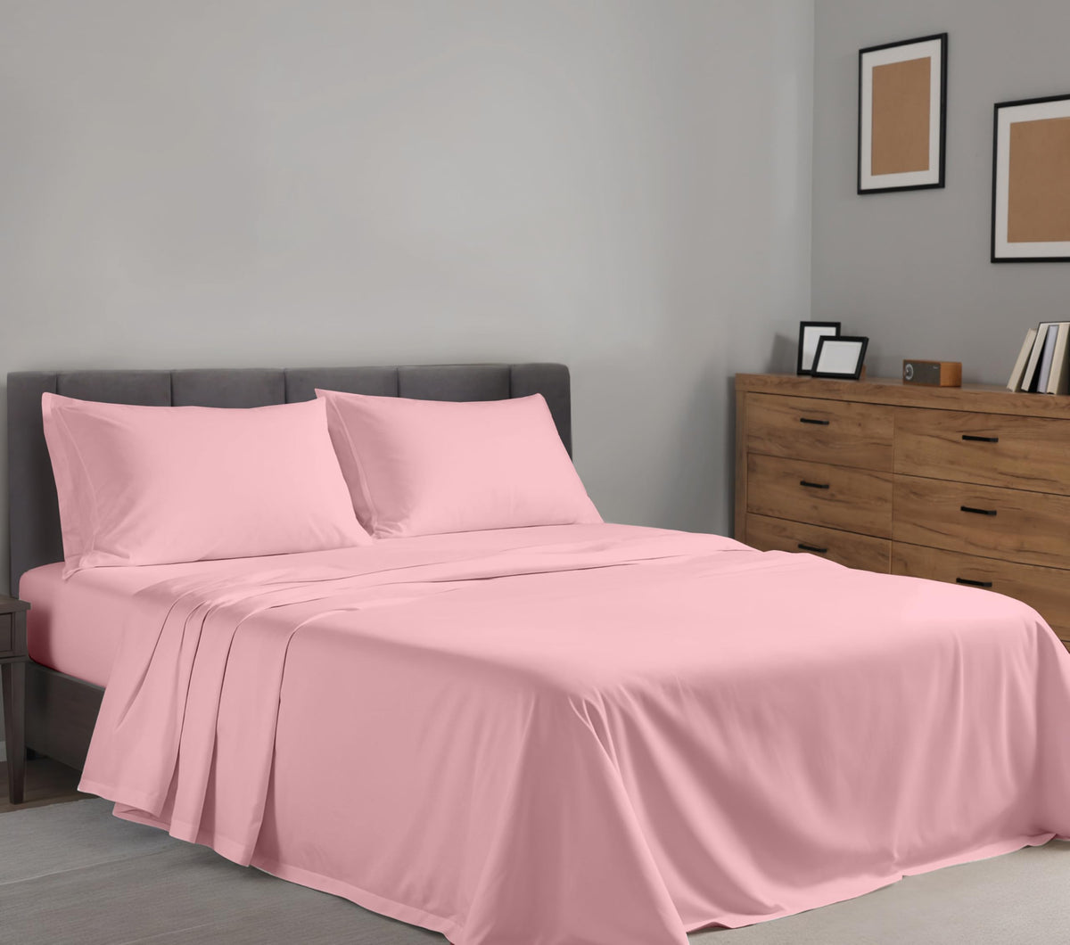 RUVANTI 100% Cotton Percale Sheets Queen Size, Bridal Rose