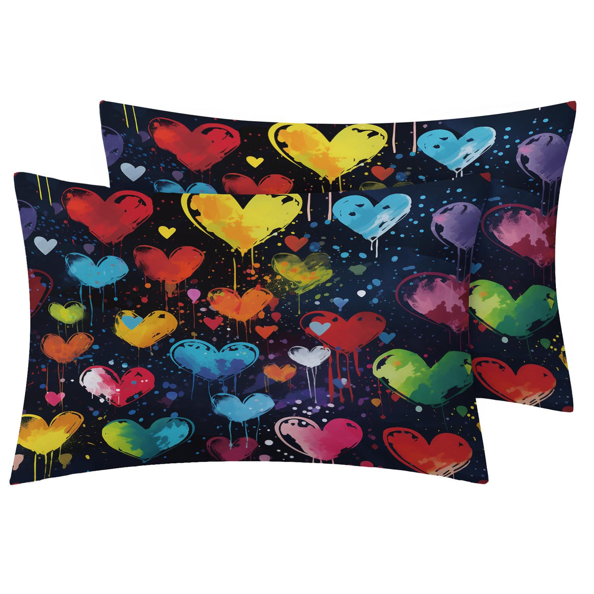 Love Heart Sheets Queen Sheet Set, Couple Colorful Heart Bed Sheets, Rainbow Heart Children Kids Boys Girls Bedding Bedroom Decor, Soft Microfiber Deep Pocket Fitted Sheet & Flat Sheet & 2 Pillowcases