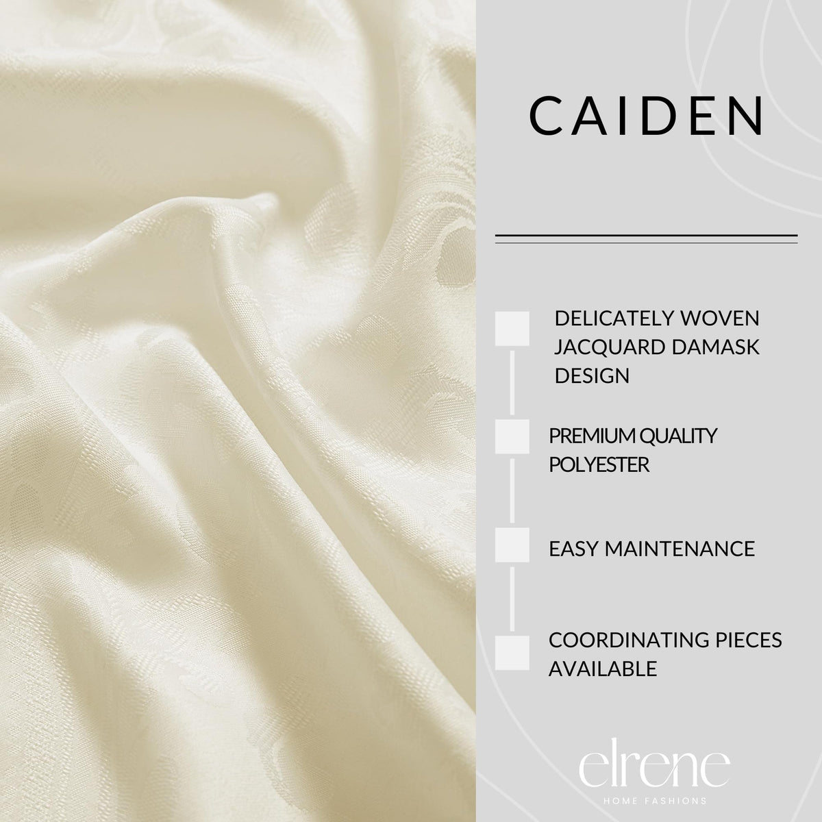 Threadmade Caiden Elegance Damask Tablecloth, Ivory - 52" W x 70" L