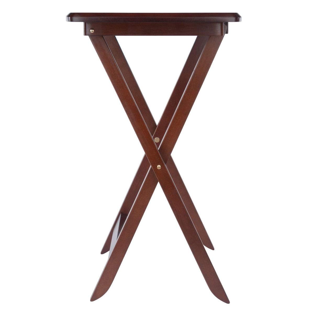 Winsome Darryl Set of 4 Oversized Foldable Snack Tables with Storage Rack, 26" in Walnut, Easy to Store Portable Fold Up Table Set for Kitchen, Living Room TV Dining, Crafts, Puzzles, Work From Home