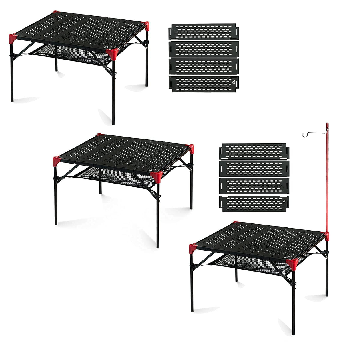 iClimb 3 Extendable Folding Table L and 2 Pack Connecting Plates and 1 Lantern Hanger Bundle, Ultralight Compact for Many People Camping Backpacking Beach Concert BBQ Party