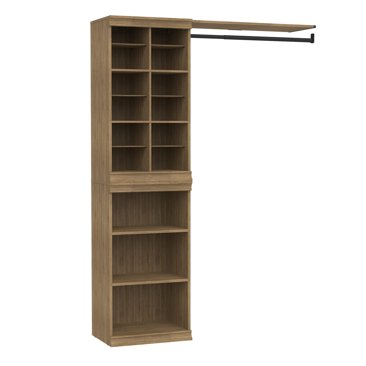 ClosetMaid Modular Storage Organizer Kit Includes; (1) 12-Shelf Unit with Dividers, (1) 3-Shelf Unit, and (1) Hang Rod Shelf Unit, Sand