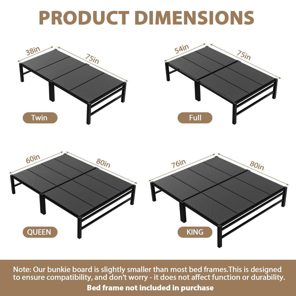Xenohuaxis Heavy Duty Bunkie Board King Size 76"x80",10MM Bed Support Board, Anti-Sag Mattress Support for Slatted Bed Frame, Bunk Bed & Platform Bed