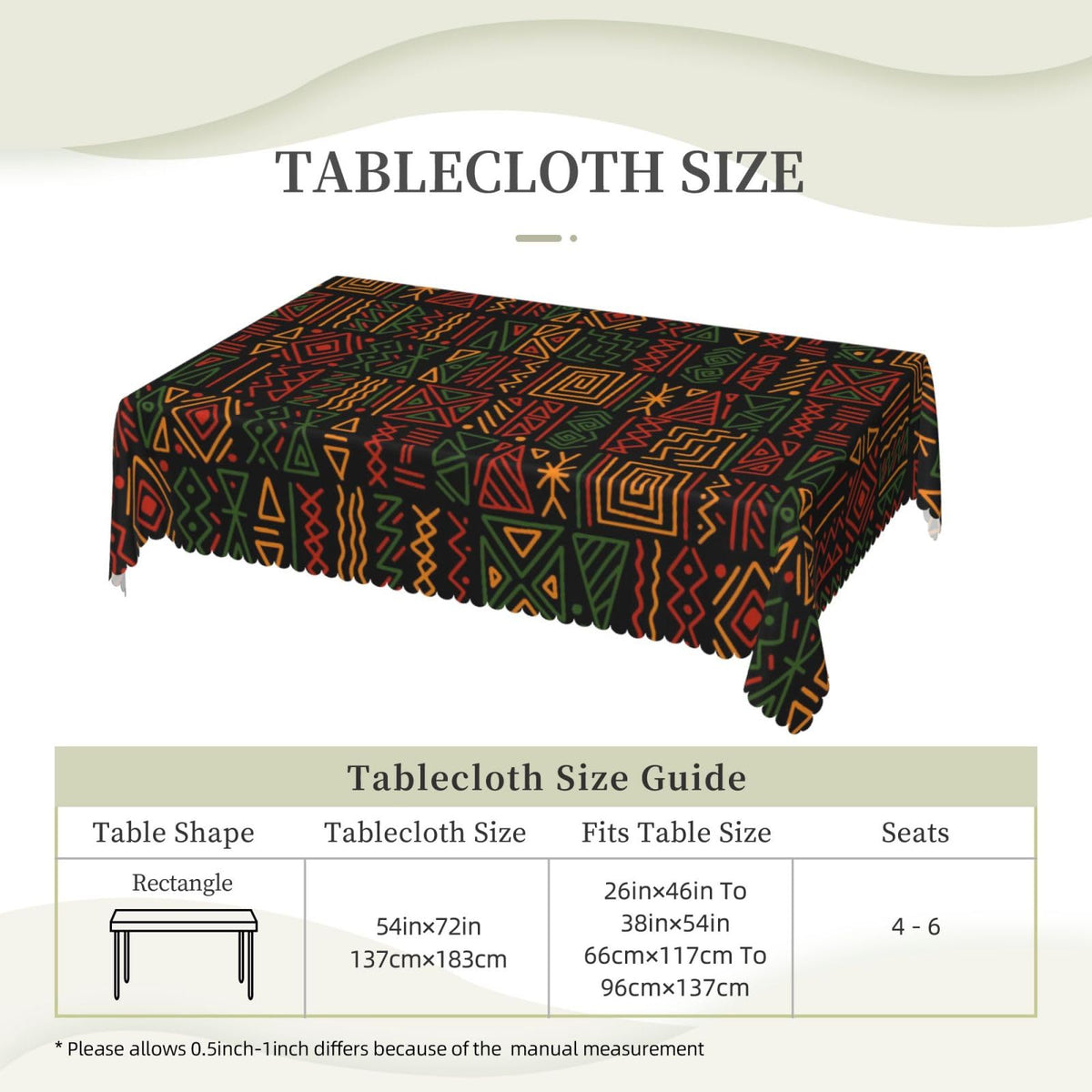 JIANKESEN African Tribal Tablecloth Rectangle Geometric Totems Ethnic Tribal Clash Traditional Table Cloth Wrinkle Resistant Table Cover for Kitchen Dining Party Decorations 54 x 72 Inch