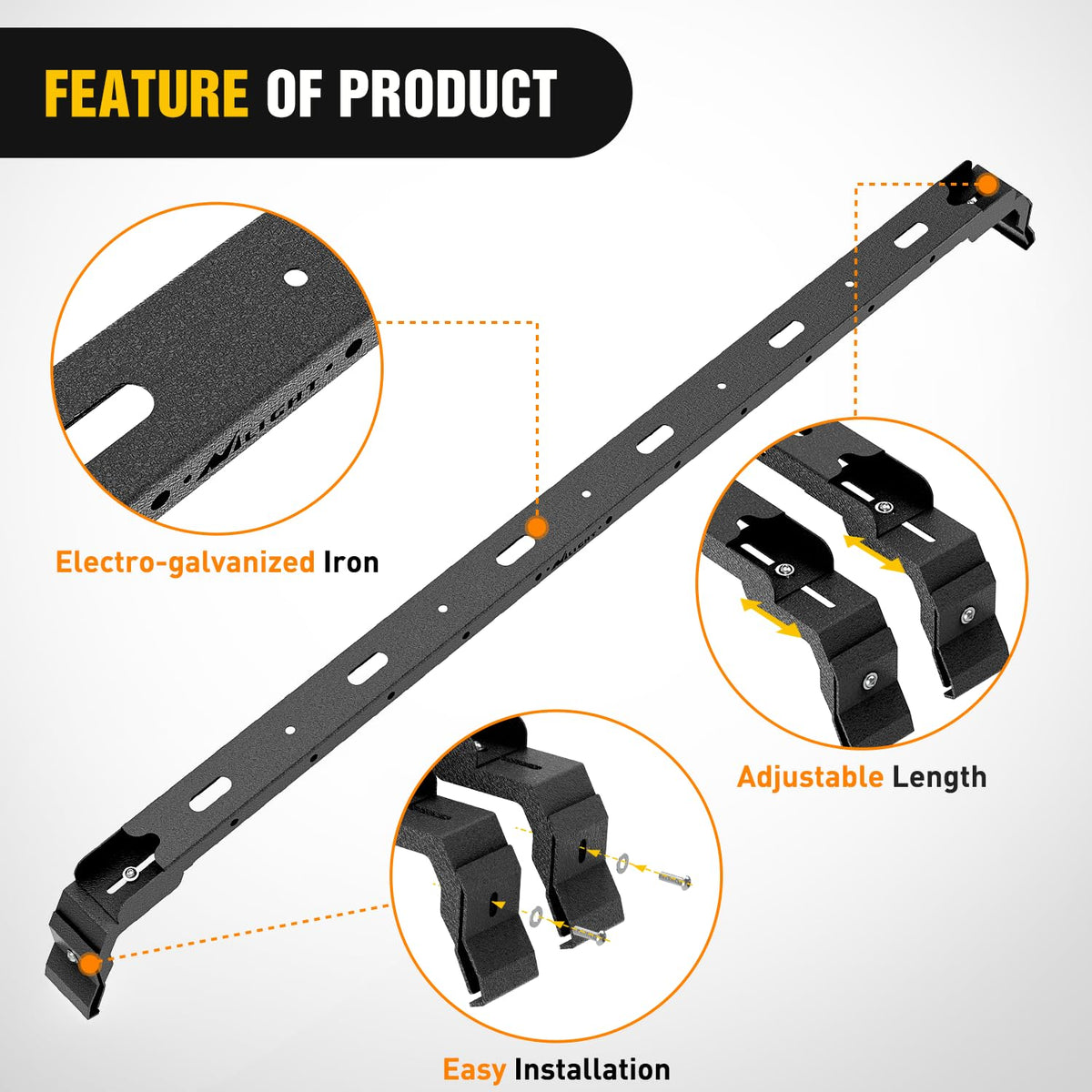 Nilight 300LBS Roof Rack Cross Bars Compatible with Jeep Wrangler JK JKU 2007-2018 JL JLU 2018-2026 Gladiator JT 2020-2026 Hardtop Models, Adjustable Iron Crossbars for Cargo Carrier Luggage Box Tent