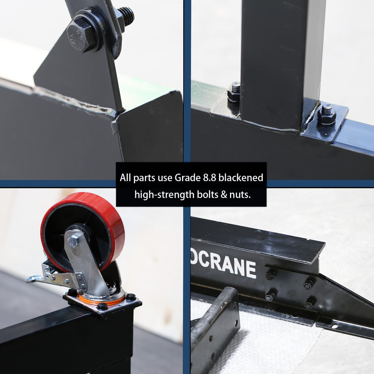 Gantry Crane 2000 lbs, Height Adjustable 7.65~10.91 ft, Economy Garage Overhead Crane 1 Ton with Manual Trolley, 328 ft Polyester Straps, Shackles, and Lifting Slings (2000 lbs)