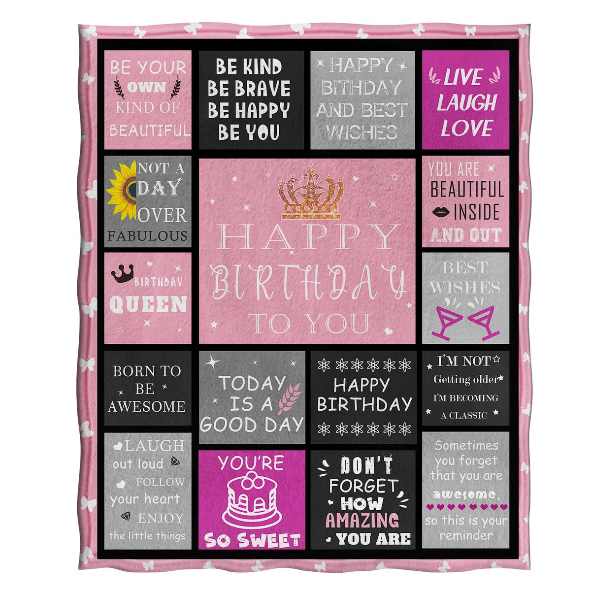 Jekeno Birthday Gifts for Women Girls, Happy Birthday Blanket Gifts for Teens Girls, Inspirational Gift for Her, Soft Throw Blanket Gifts Idea 50"x60"