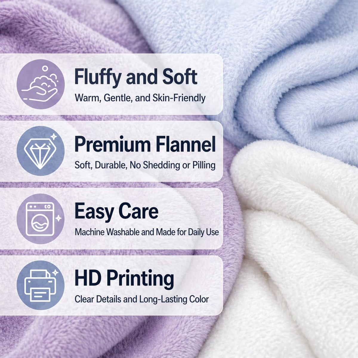 KiKiLuna Personalized Photo Filmstrip Flannel Throw Blanket, Custom Mom Gift with 4 Pictures and Names, 14 Background Color Options, Mother's Day Birthday Christmas Home Decor