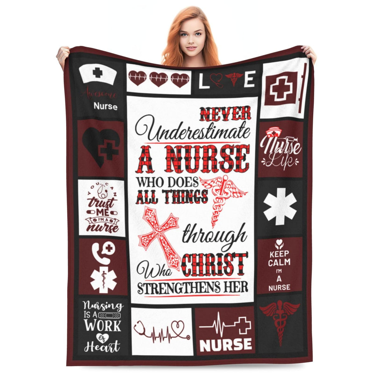 banonaty Nurse Gifts Nursing Throw Blanket Cozy Fleece Flannel Bedding LPN Rn Gifts for Women Female Girls Lover Adult Stuff Plush for Couch Sofa Bed Decor 40"X50"