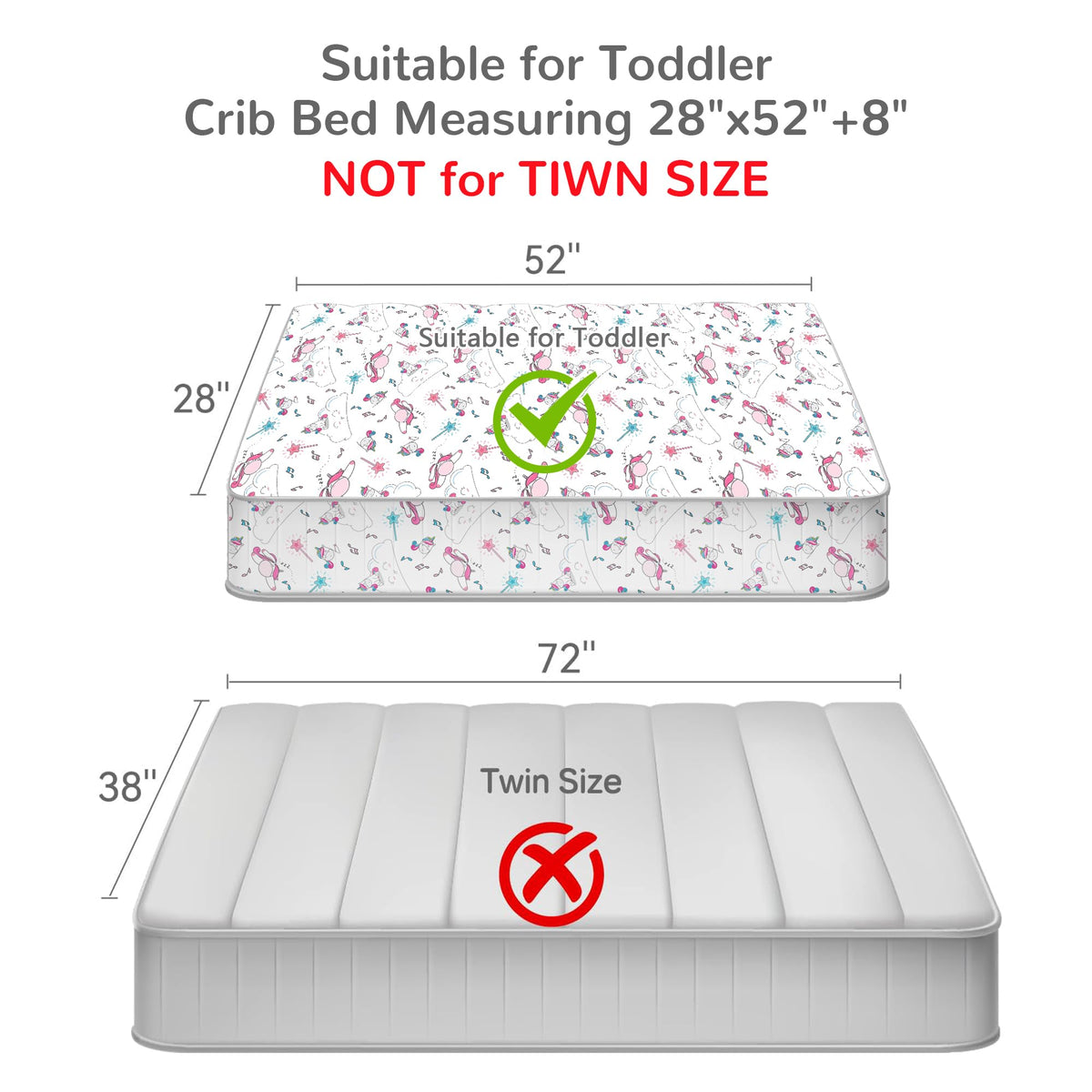 Mooreeke 4 Pieces Toddler Bedding Set - Pink Purple Music Unicorn Toddler Comforter Sets for Girls, Includes Comforter, Flat Sheet, Fitted Sheet and Pillowcase, Bed in A Bag for Baby Bedroom